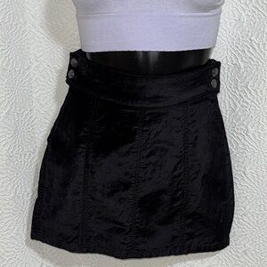 Free people faux suede soft velour velvet Black Mini Skirt 26 XS S